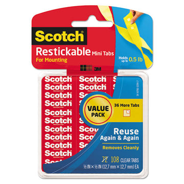 Scotch® Restickable Mounting Tabs, Removable, Holds Up To 1 Lb, 1 X 3, Clear, 6-pack freeshipping - TVN Wholesale